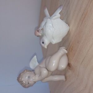 2 Lladro Christmas Ornaments angel 1992 First Christmas Together Doves